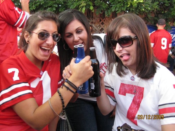 Fellow Sigmates Katerina, Cynthia, and I tailgating/socializing